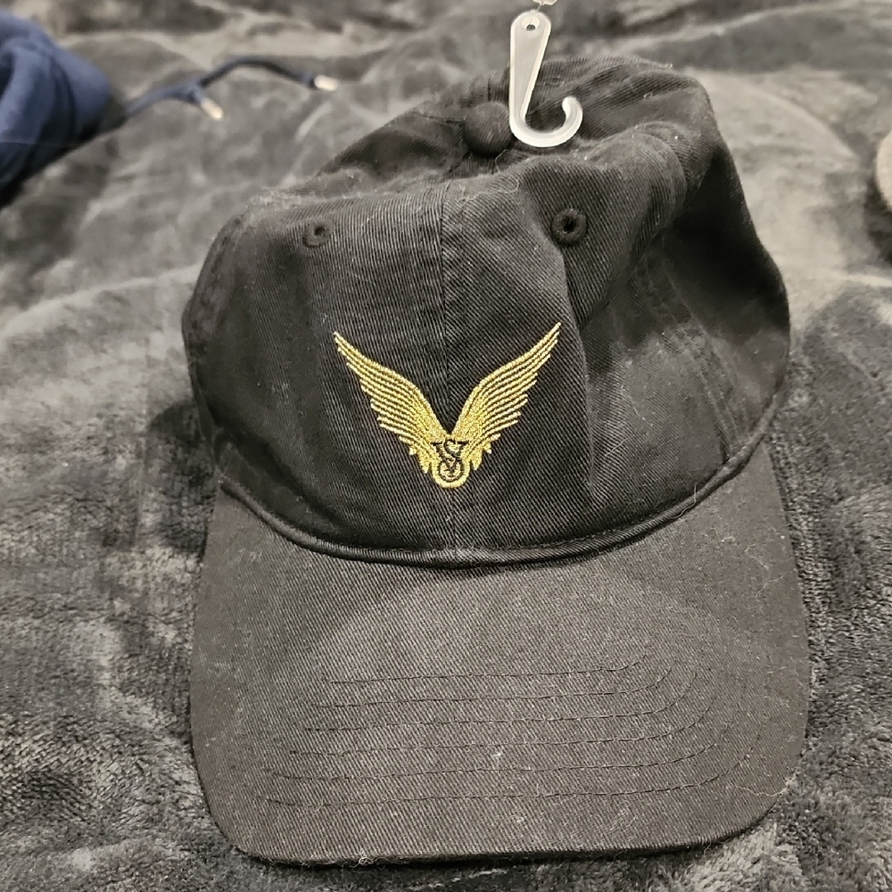 Victoria's Secret Black Hat with Gold Wings